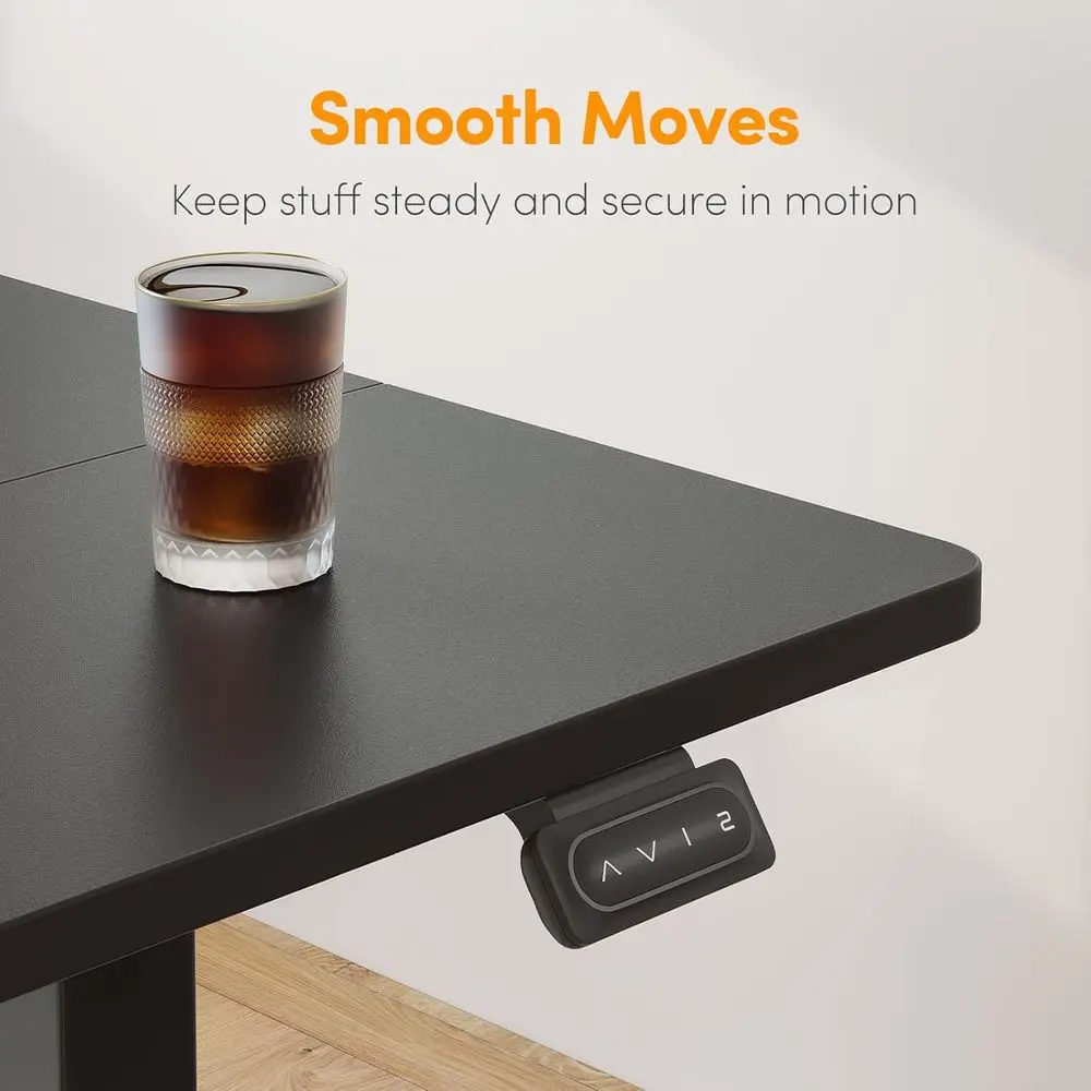 مكتب قائم كهربائي قابل لضبط الارتفاع، لوح مقسم 40 × 24، إطار أسود وعلوي للمكتب المنزلي