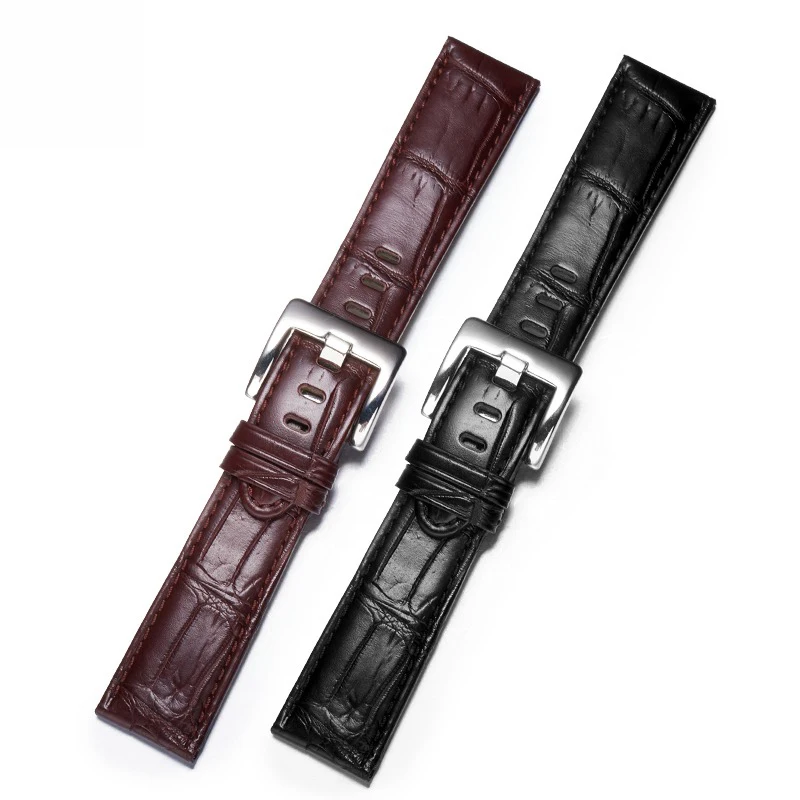 FUYIJIA Men Handmade Crocodile Skin Watchbands M-ONTBLANC 1858 Original Style Strap 20MM 22MM Pin Buckle Genuine Alligator Belt