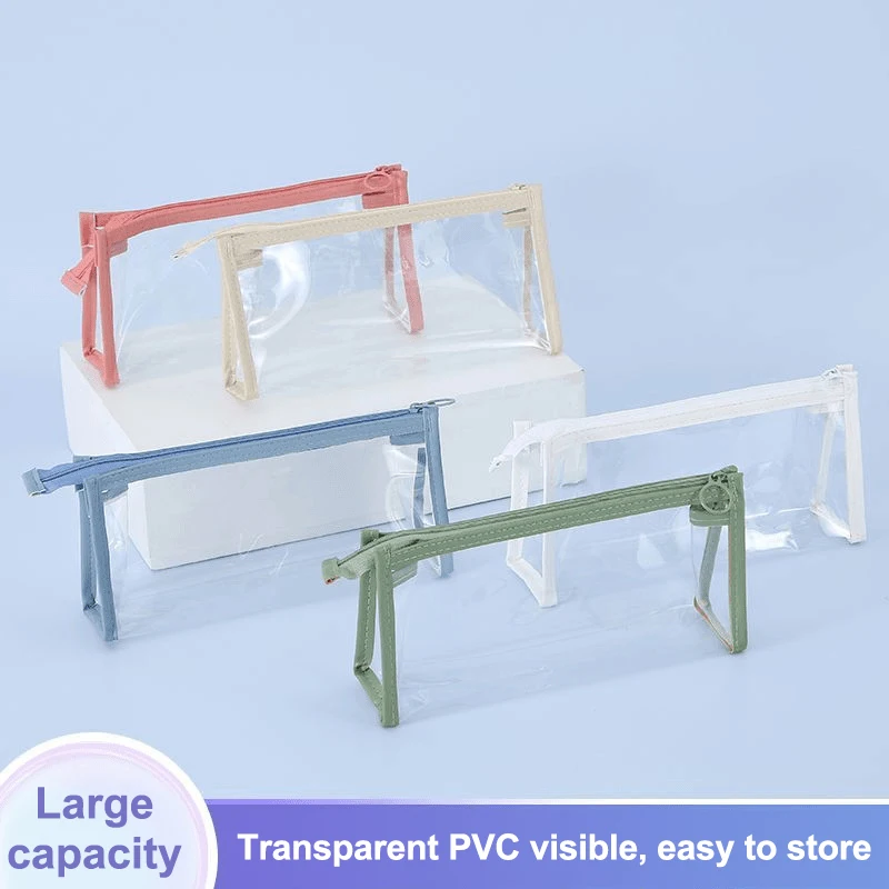 Transparent Pencil Case Large Capacity Waterproof Storage Bag Simple Portable Stationery School Supplies