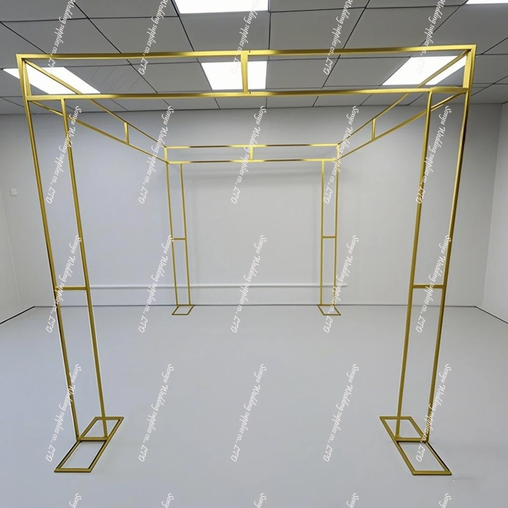 1pcs/3pcs)Gold Black Metal Rectangular Wedding Arch 3D Floral Balloon Frame Backdrop Stand