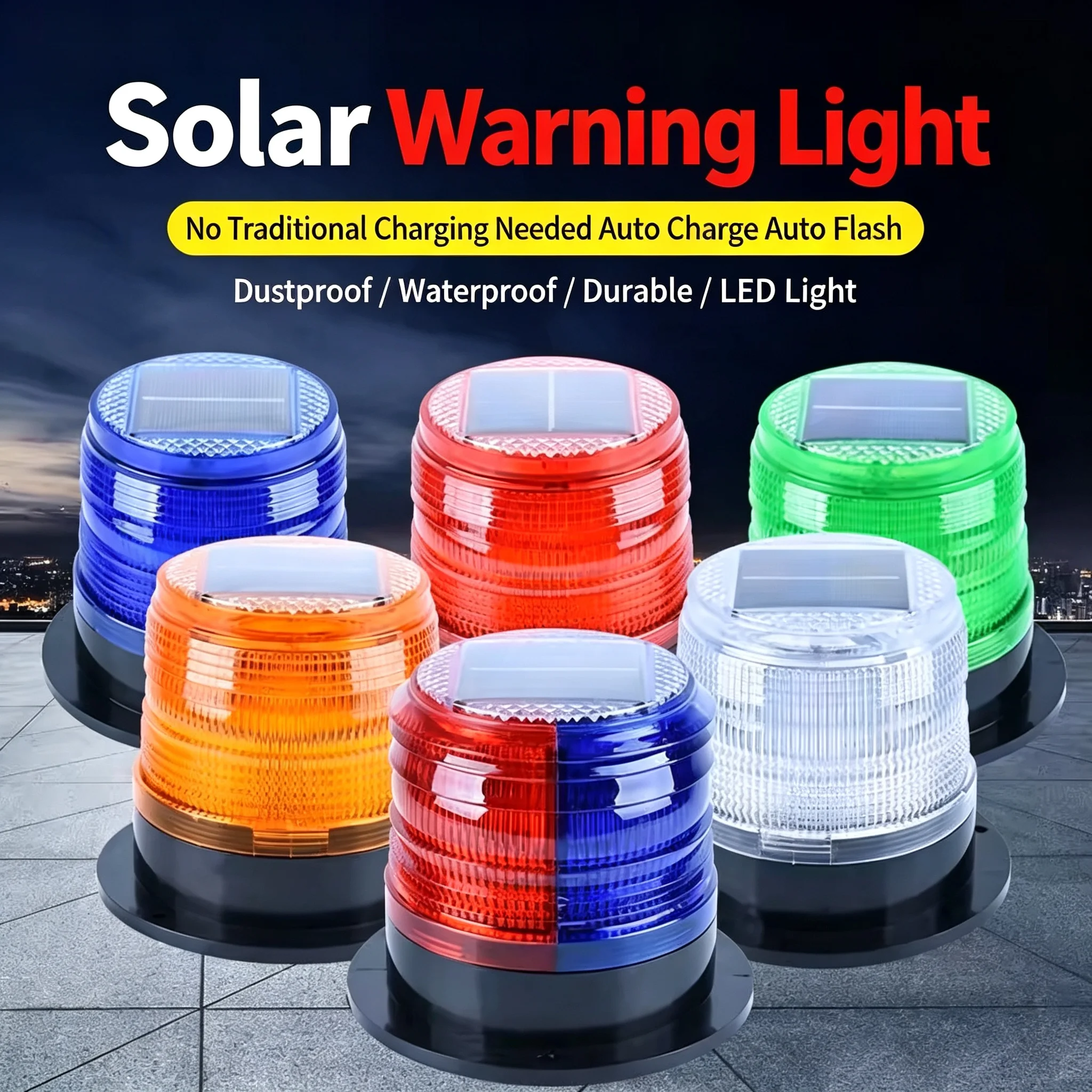 Power Warning Flash Beacon Light Solar LED Lamp Car Rotating Traffice Safety Light Sensor Emergency Indication Magnet Ceiling