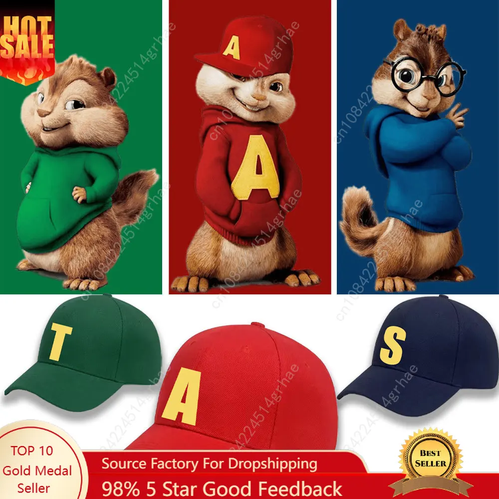

Alvin and The Chipmunks Red Adjustable Baseball Cap Unisex S/P Movie Promo Geek Animation Graphic A/S/T Sun Hats Woman Man