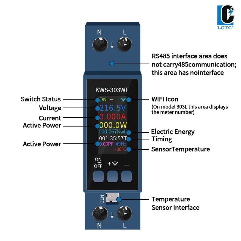 KWS-303 Tuya WiFi مقياس الطاقة 8in1 متعدد الوظائف التيار المتناوب الجهد مقياس التيار الكهربائي APP التحكم AC85-290V/40a الجهد متر #4