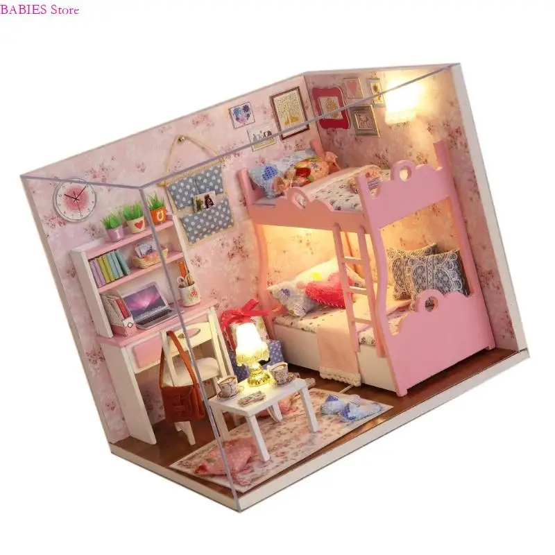 C9GB Casa modelo arquitectura bricolaje completo con luces LED y cubierta prueba polvo para guía ensamblaje