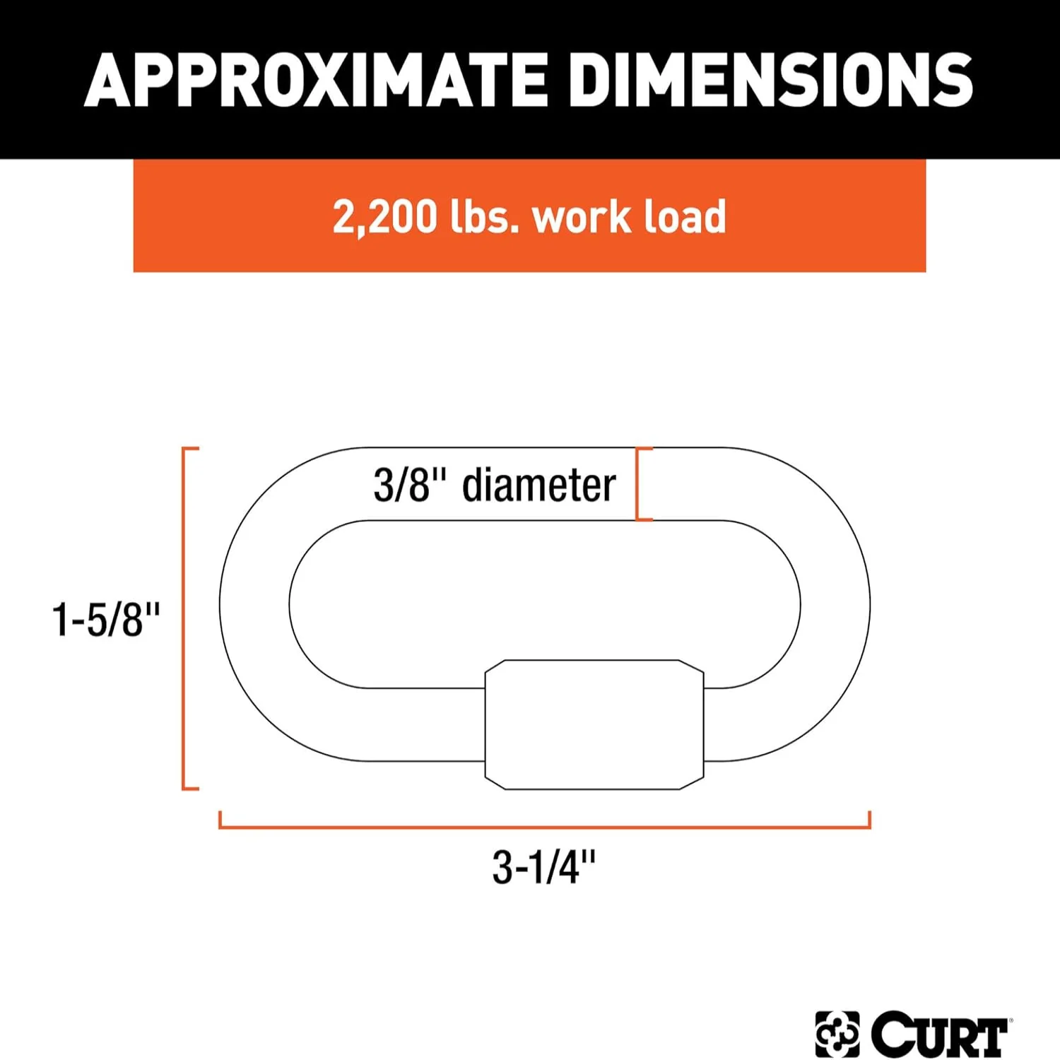 82933 Threaded Quick Link Trailer Safety Chain Hook Carabiner Clip, 3/8-Inch Diameter, 11,000 lbs Break Strength, ZINC