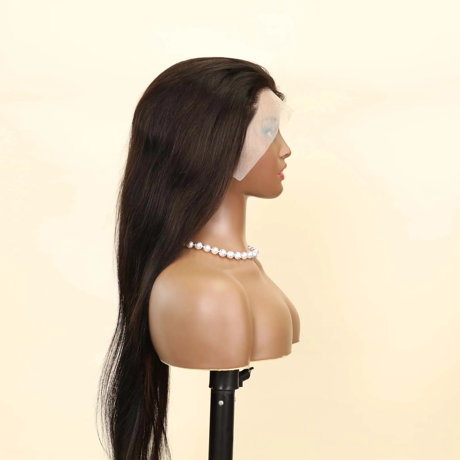 Pelucas de cabello humano para mujeres negras, pelo liso con encaje frontal HD, Color Natural, sin pegamento, densidad de 180%, 13x4, 13x6