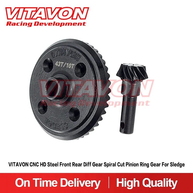 

VITAVON CNC HD Steel 43/10T Front Rear Diff Gear Spiral Cut Pinion Ring Gear for Sledge