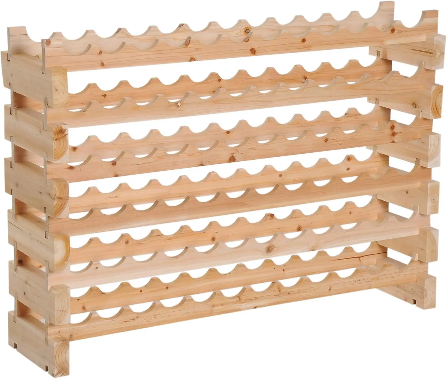 

Stackable Wine Rack, Modular Storage Shelves, 72-Bottle Holder, Freestanding Display Ra For Kitchen, Pantry, Cellar, Natural