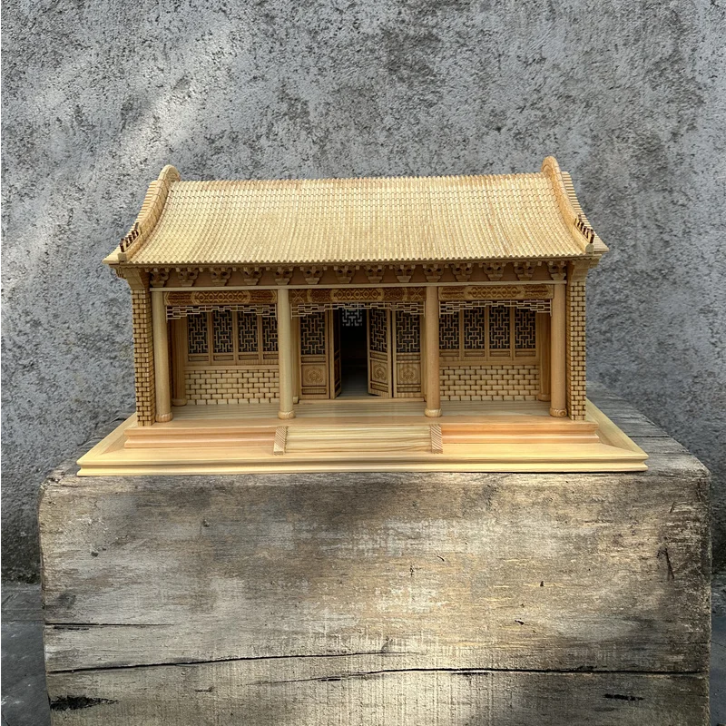 Wood carving ancient building model living room office ornaments handicrafts gifts