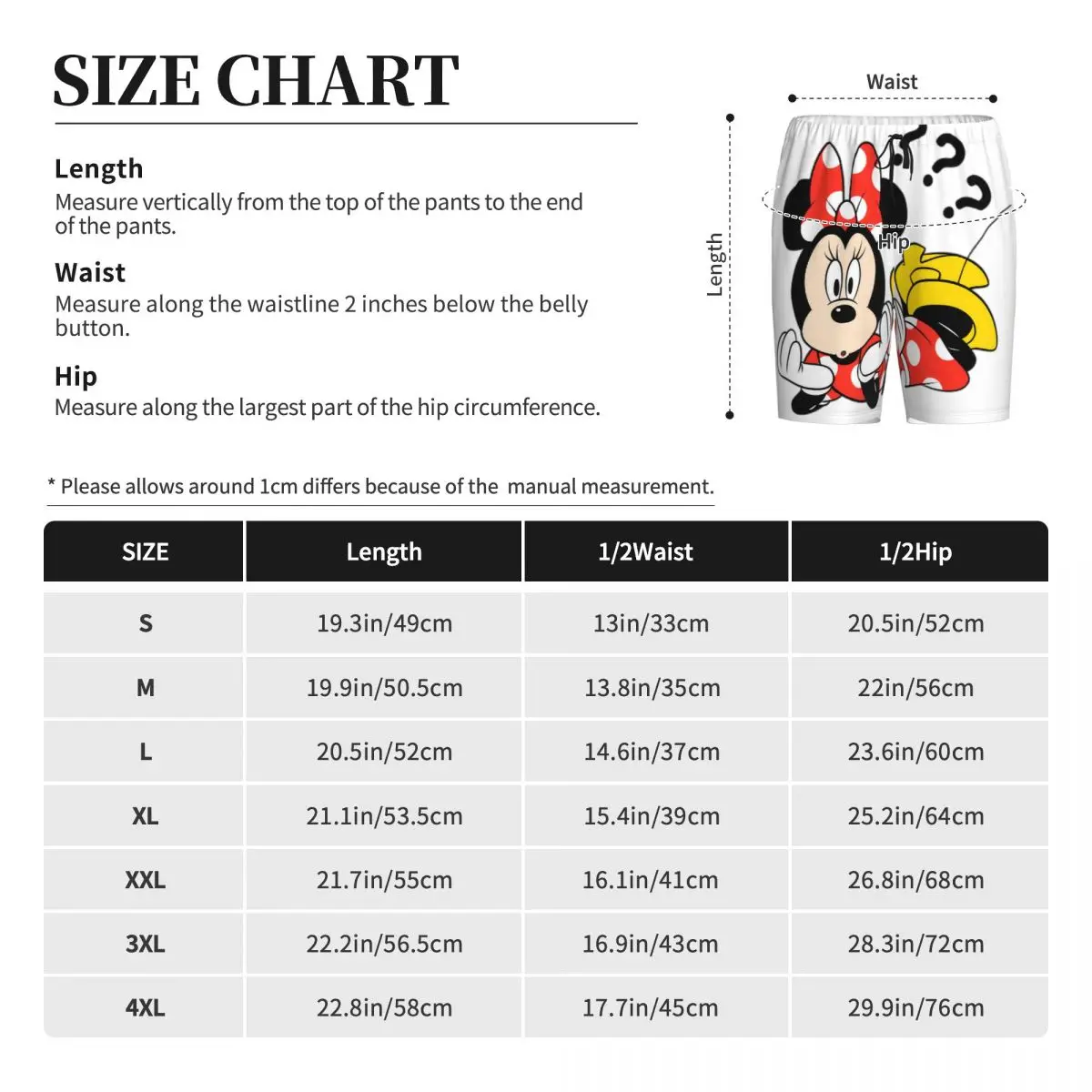 Benutzerdefinierte Cartoon Animation Minnie Mouse Pyjama Shorts Herren Nachtwäsche Lounge Bottom Stretch Schlaf Short Pjs mit Taschen