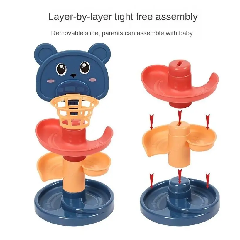 Educational Game Baby Toy Rotating Rolling Ball Pile Tower Gliding Montessori Educational Stacking Spin Gift Development Toy