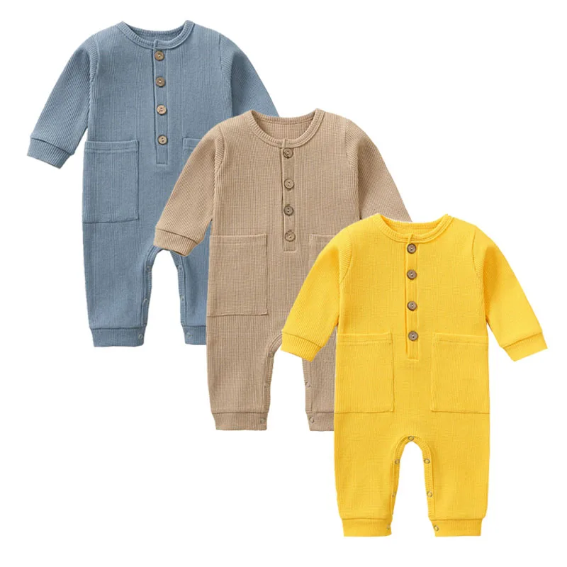 

Newborn Baby Rompers 100% Cotton Waffle One-pieces Boy Sleepsuits Girl Jumpsuits Long Sleeved Jumpers Infant Clothes Onesies