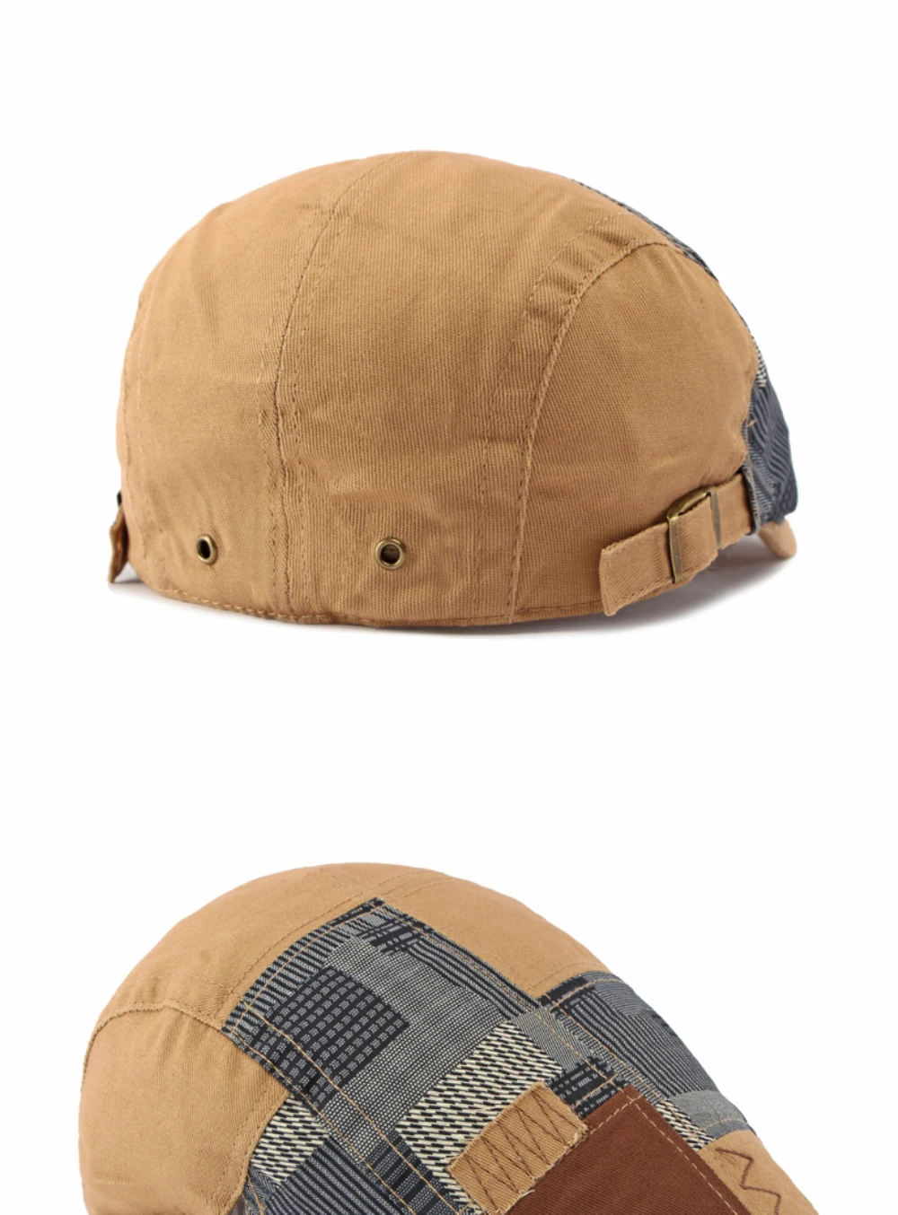 HT5142 Herren- und Damen-Baskenmütze, Retro-Künstler-Malermütze, Baumwoll-Flatcap für Männer und Frauen, Frühling, Sommer, Herbst, Patchwork-Baskenmütze – Detail 8