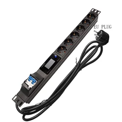 Smart Power Strip with Digital voltage measuring instrument 2-8 EU Socket Power Distribution Unit 16A 3500W 1.5/3Meter Cord