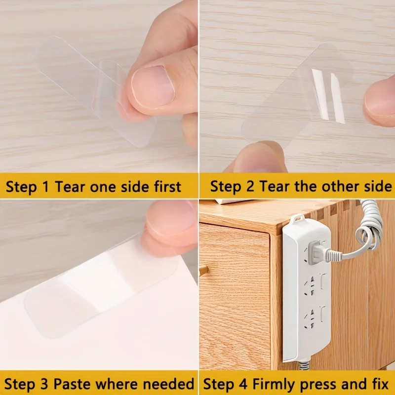 60-300pcs Strong Double Sided Adhesive Waterproof Removable Reusable Mounting Tape for Walls Wood Tile Plastic