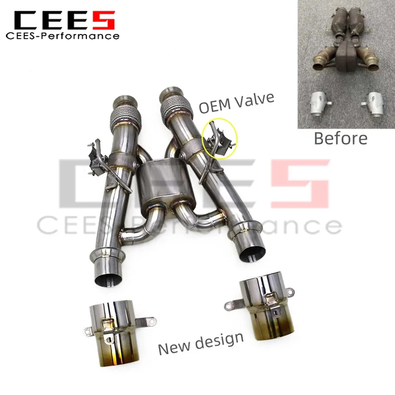 CEES Axle Catback Exhaust for 2021-2024 Mclaren Artura Exhaust Tips Escape with Valve Racing SS304 Exhaust Muffler