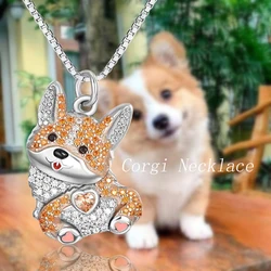 Exquisite Cute Corgi Butt Pendant Necklace for Women Elegant Pet Puppy Jewelry Animal Accessories Birthday Gift for Dog Lovers