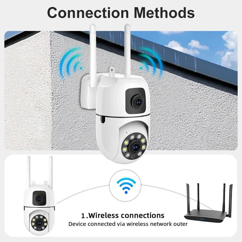 8MP واي فاي كاميرا مراقبة عدسة مزدوجة شاشة مزدوجة كاميرات IP 5MP اللاسلكية تتبع السيارات للرؤية الليلية 10X التكبير الرقمي كاميرا CCTV #3