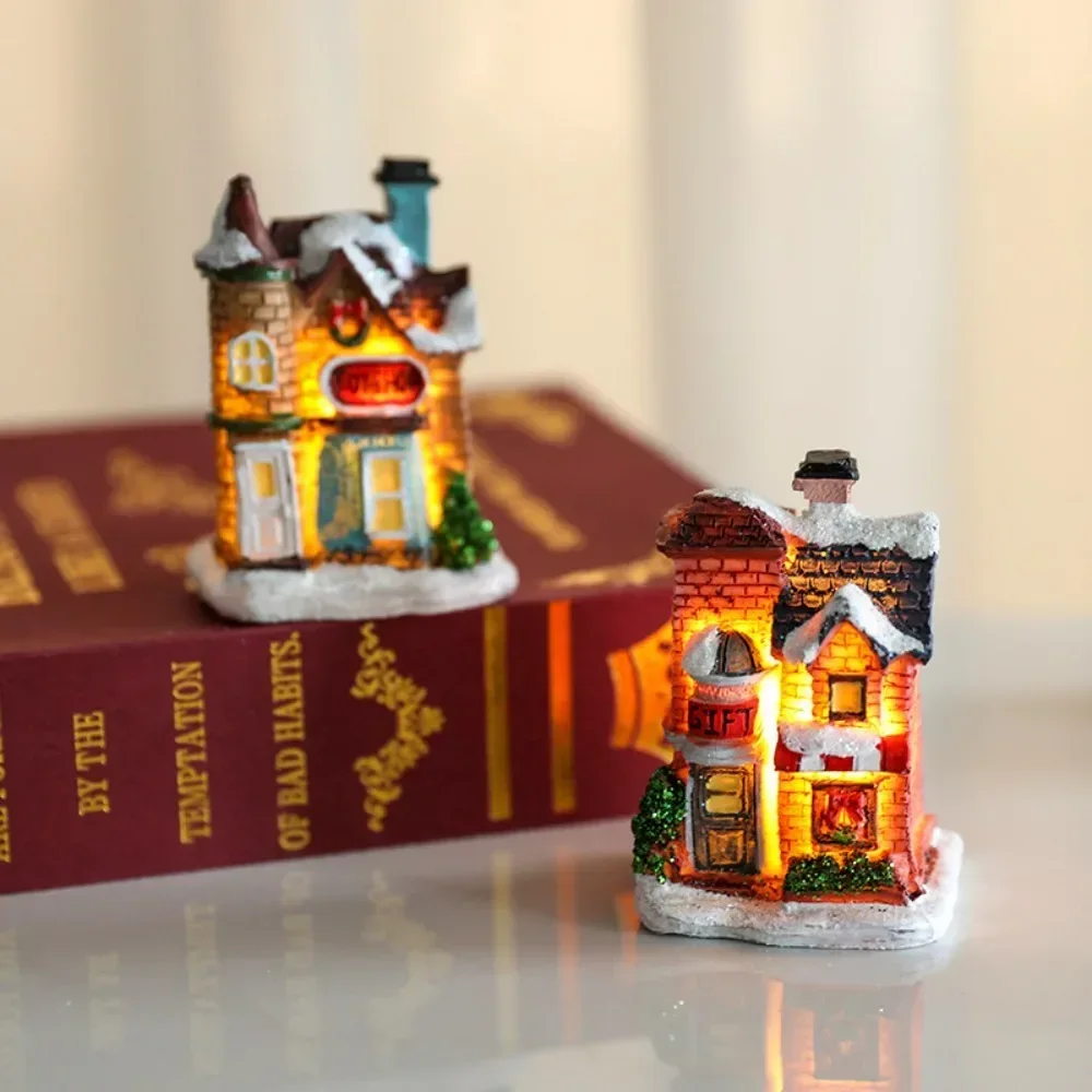 Children's Christmas Gifts Christmas Party Decor Glowing Houses for Kids Craft Toys Funny Mini Size Christmans Gift for Children