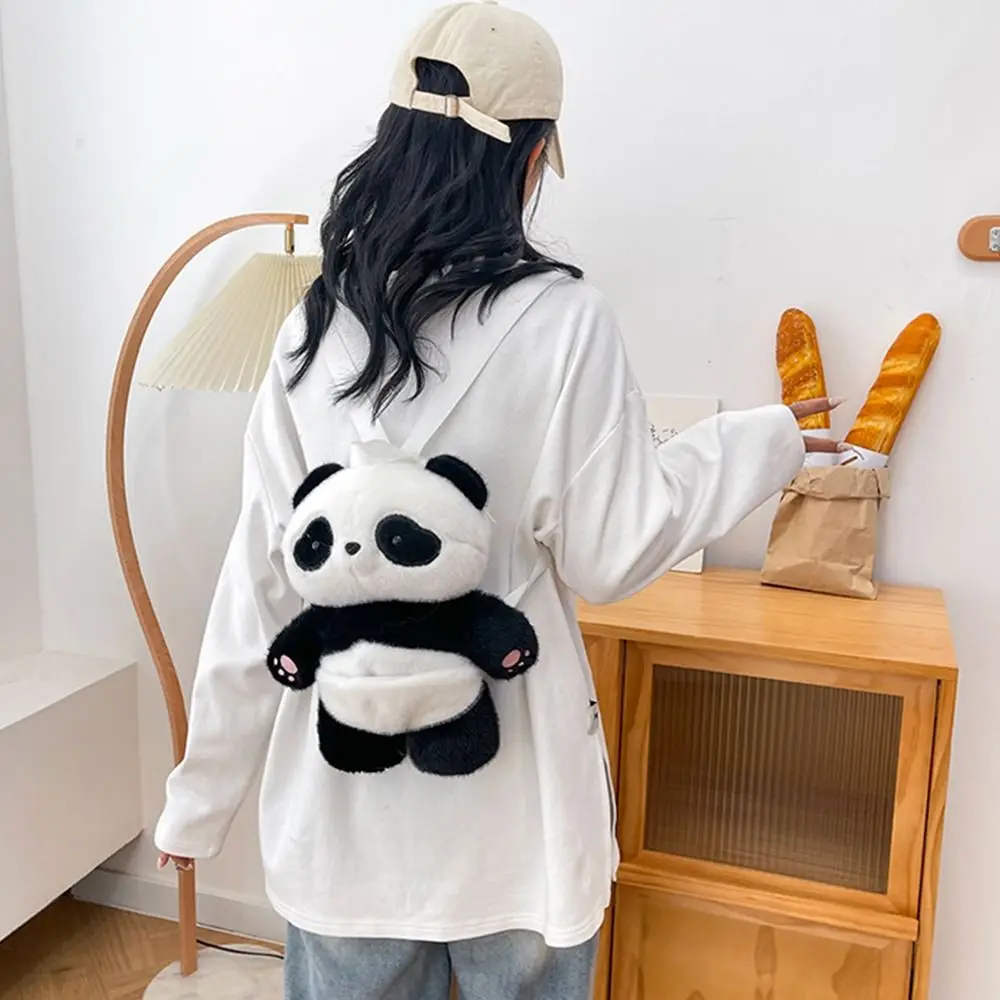 Casual Stuffed Animals Panda Backpack Cute Cartoon Fluffy Plush Shoulder Bag Soft Plush Toy Schoolbags Coin Purse