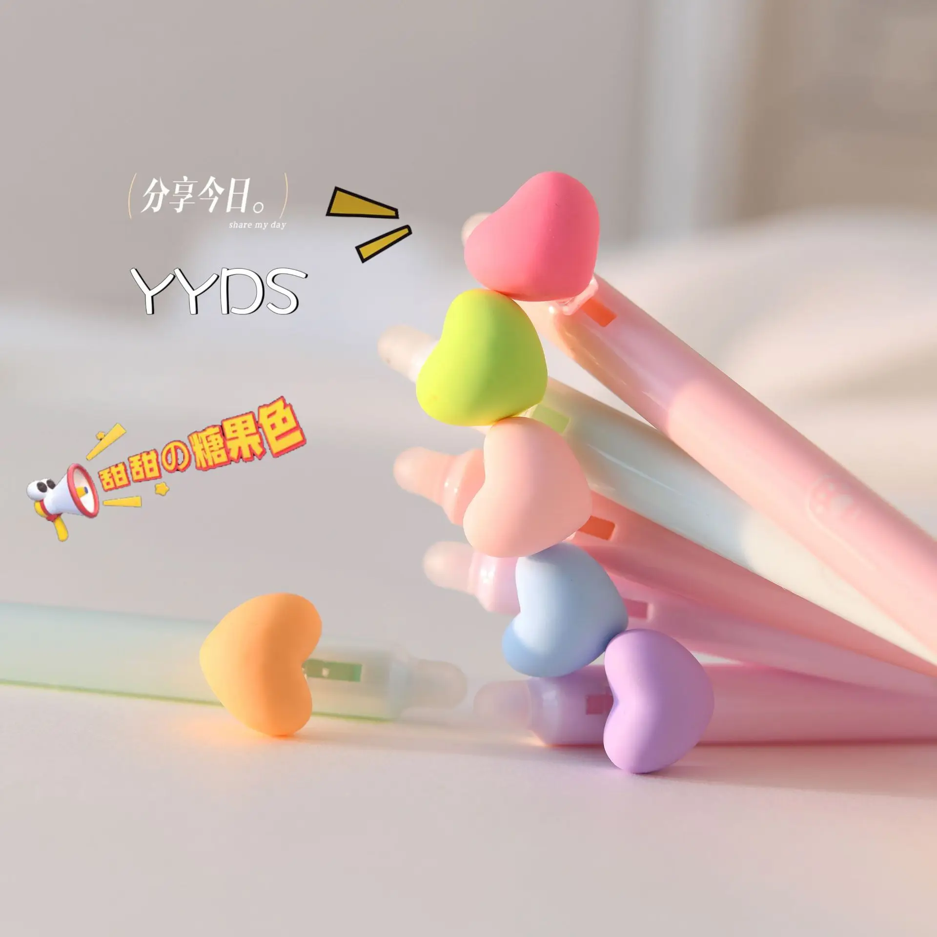 6Pcs Love shape erasable pen kawaii gel pens korean stationery cute Candy colors pens school supplies office accessories pen set