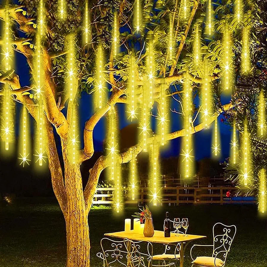 Meteor Shower Light, 8 Tubes LED, Snowfall Light, Waterproof, Glaçon de Noël, Face Falling Rain, Guirxiété, 1 Set, 2 Set, 4Set
