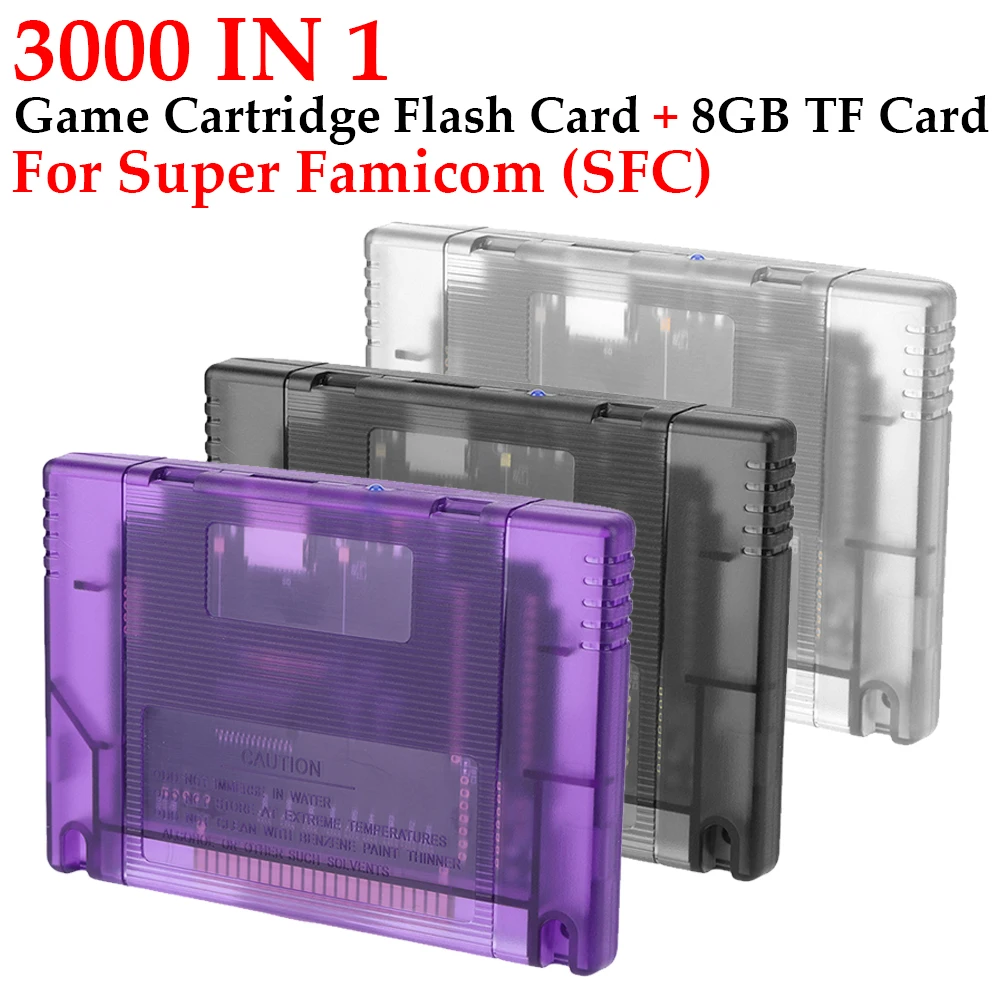 3000 in 1 Game Cassette With 8GB TF Card Game Video Cassette Game Cartridge for Super Famicom SFC Game Console