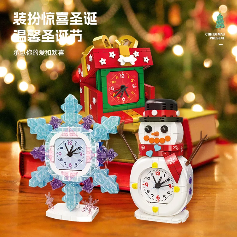 2025 Christmas Gifts Gingerbread House Elk Carriage Small Train Christmas Building Blocks Bricks Model Toys For Boys Kids Girls