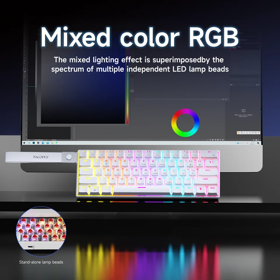 Ajazz NK61 Wired Mechanical Gaming Keyboard 61 Keys RGB Hot-Swap