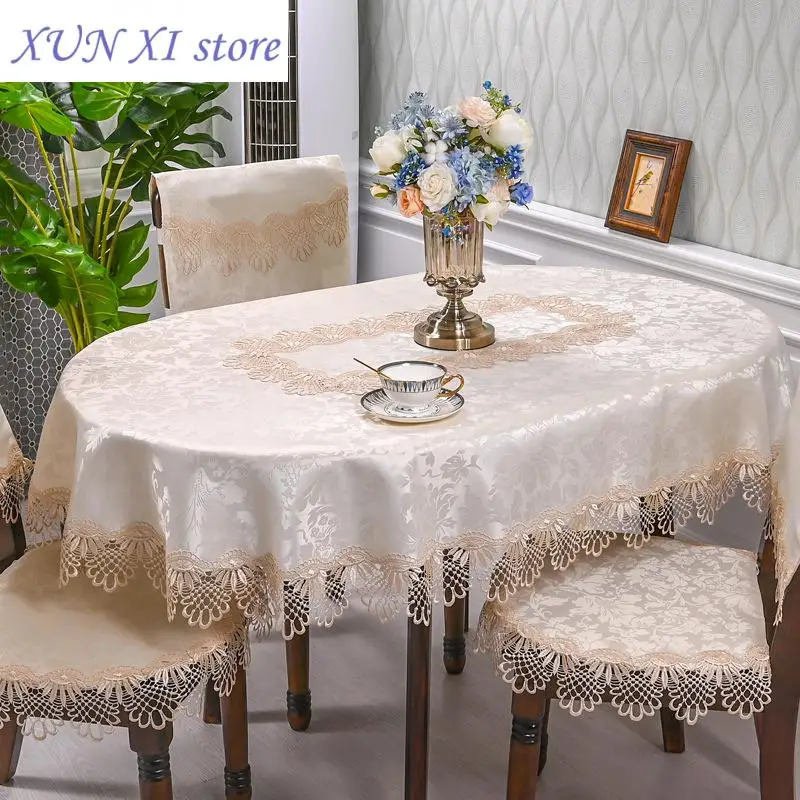 New European lace living room simple tea table tablecloth Hotel Hotel household round table tablecloth light luxury cloth