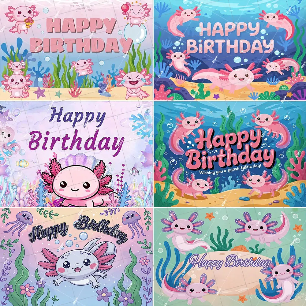 

Cartoon Pink Cute Axolotl Theme Children's Birthday Party Supplies Decor Underwater Animal Kid Baby Shower Banner Backdrop Gifts