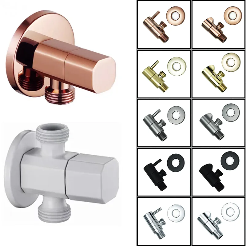 

White / Chrome / Black / Gold / Rose Gold / Brushed Gold Soild Brass G1/2 Angle Valve Switch Valve for Bathroom Kitchen Toilet