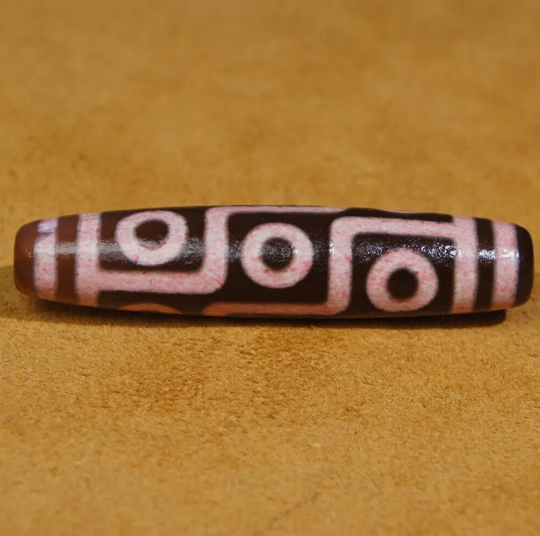 Ancient Tibetan DZI Beads Old Agat Red Stripe 9 Eyes Totem Amulet Pendant GZI