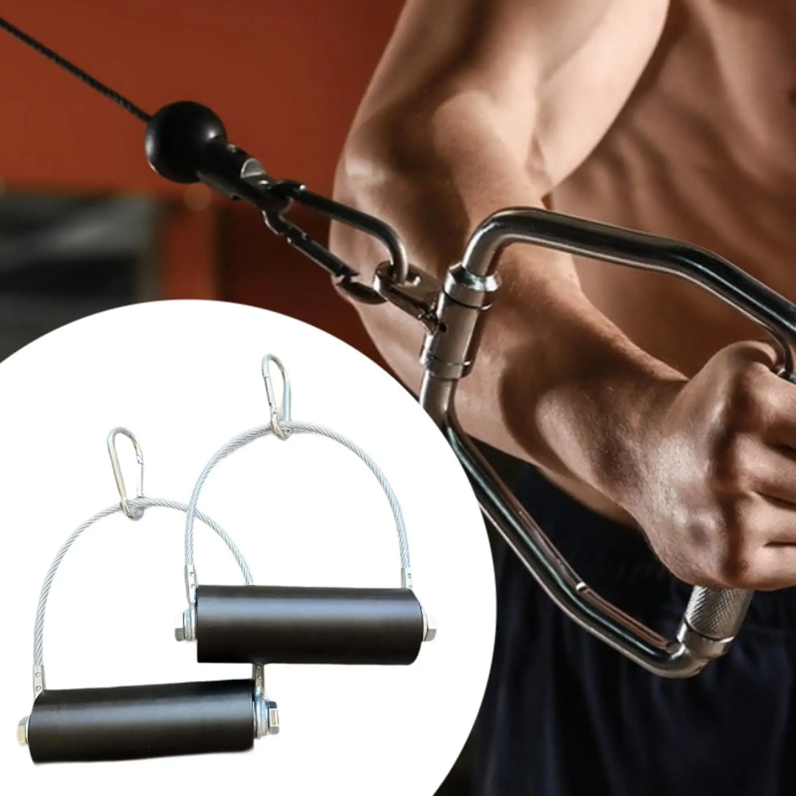 Resistance Band Handles Double D Row Handle Tricep Bicep Strap Stainless Steel