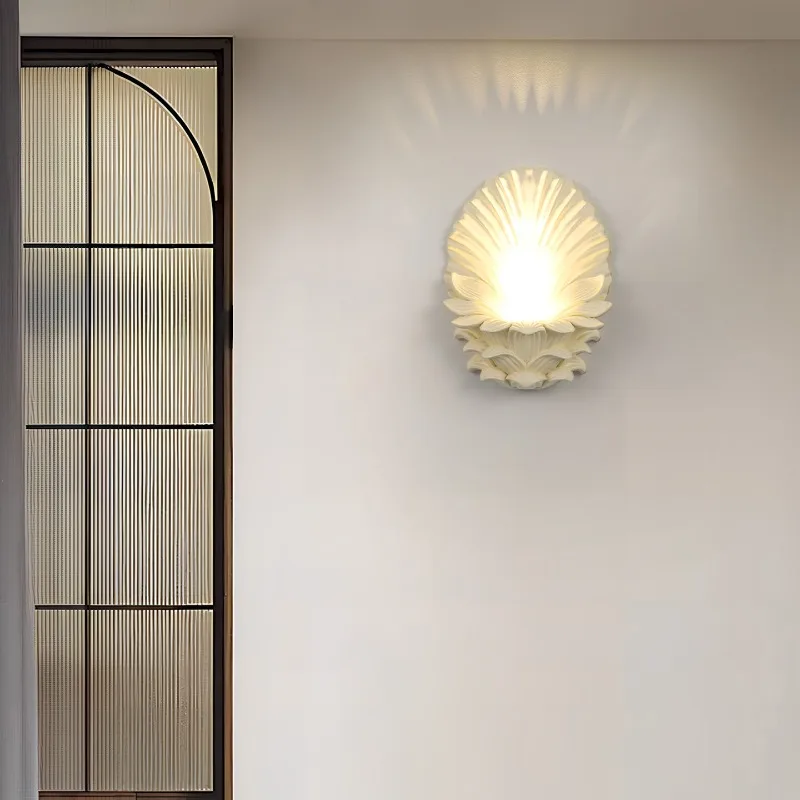 Vintage shell wall lamp, living room sofa background wall decoration lamp, antique aromatherapy candlestick atmosphere wall lamp