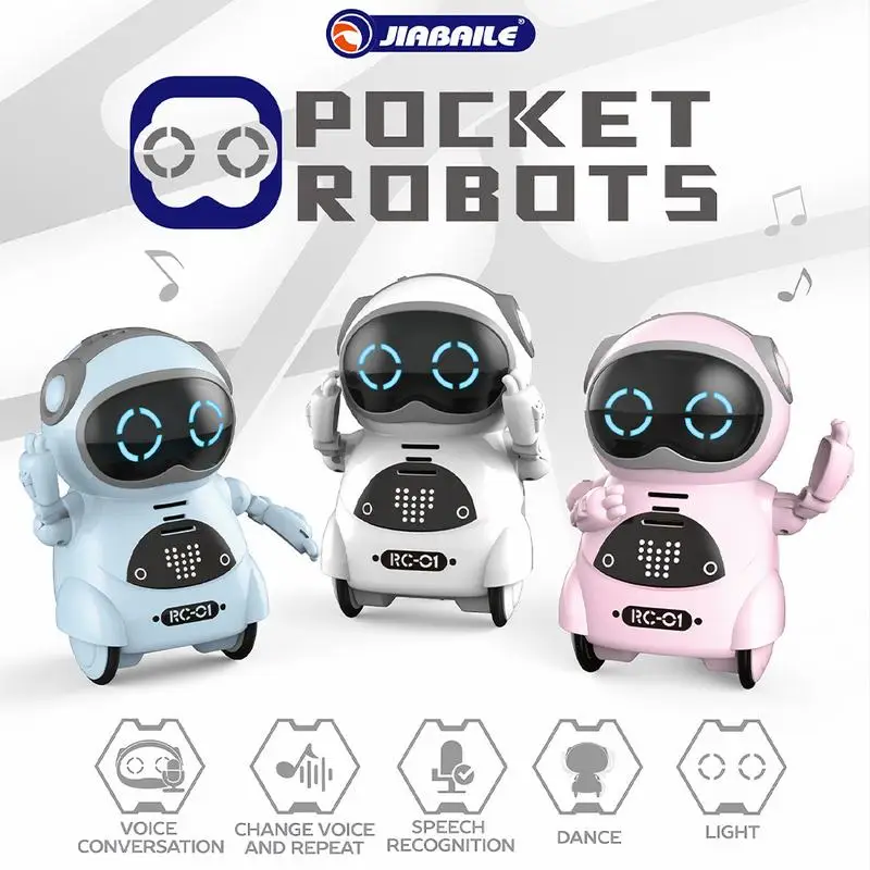 JIABAILE  Cute Pocket Robot Talking Interactive Dialogue Voice Recognition Record Singing Dancing Telling Story Mini Robot Toy