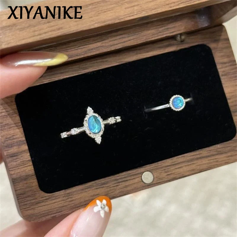XIYANIKE Vintage Sparkling Moonstone Adjustable Finger Rings For Women Girl Fashion New Trendy Jewelry Gift Party Anillos