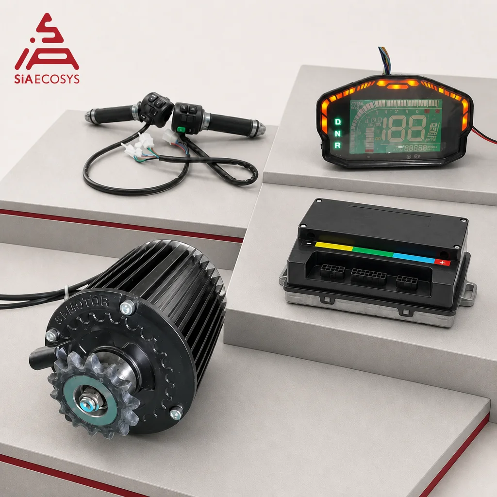 QSMOTOR QS90 1000W 72V 55KPH 428 Sprocket Mid Drive Motor with EM50SP Controller for Electric Scooter Powertrain Upgrade Kit