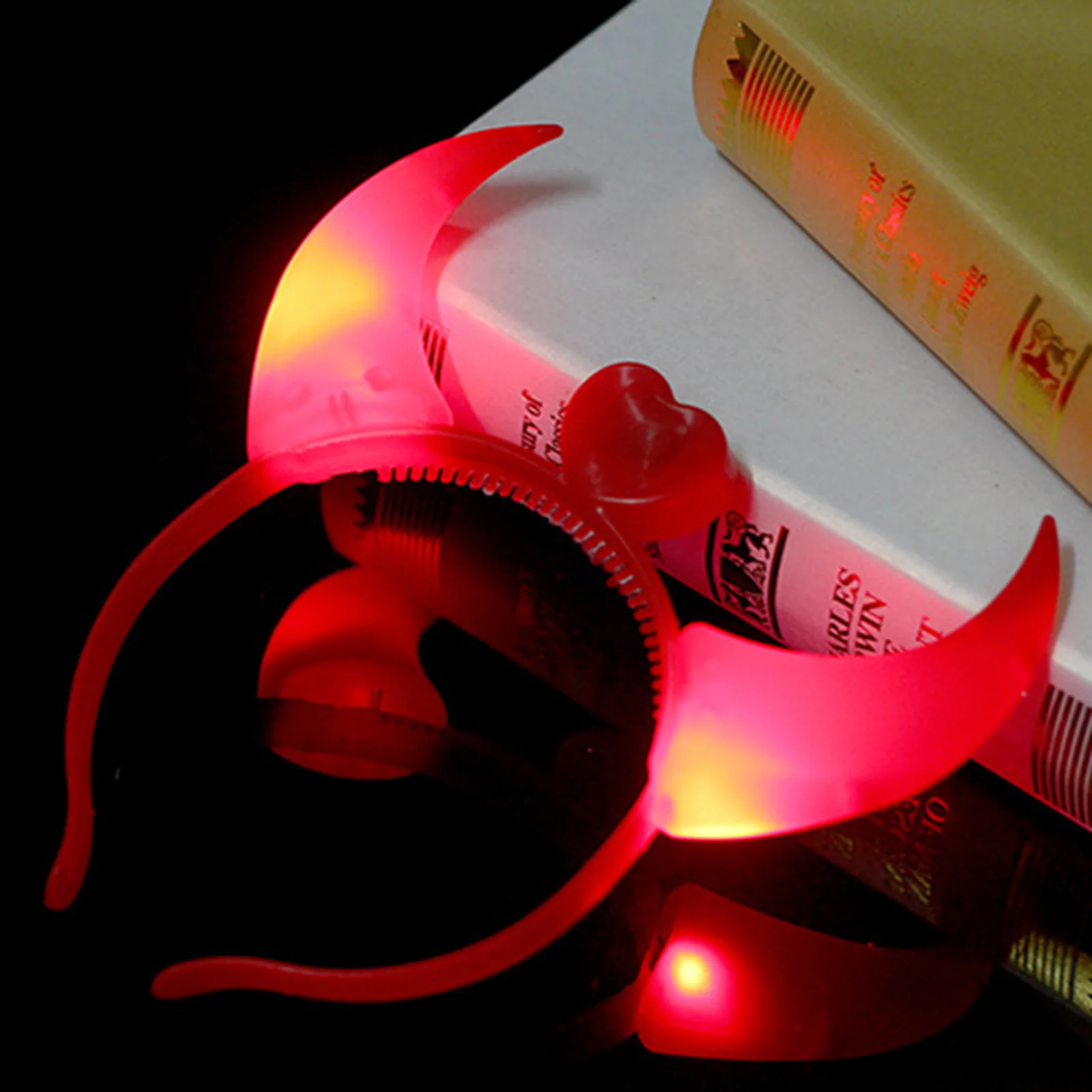 هالوين توهج القرن الشيطان زي عقال تضيء Led إكسسوارات الشعر للنساء زي الحفلات التنكرية