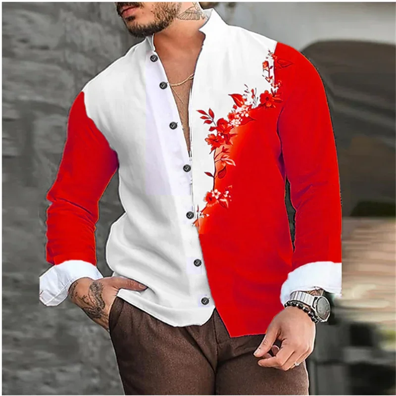 Tie Dye 3D Pattern Men's Shirt Lapel Long Sleeve Closed Men's Casual Shirt Men's Shirt Everyday Resort Streetwear