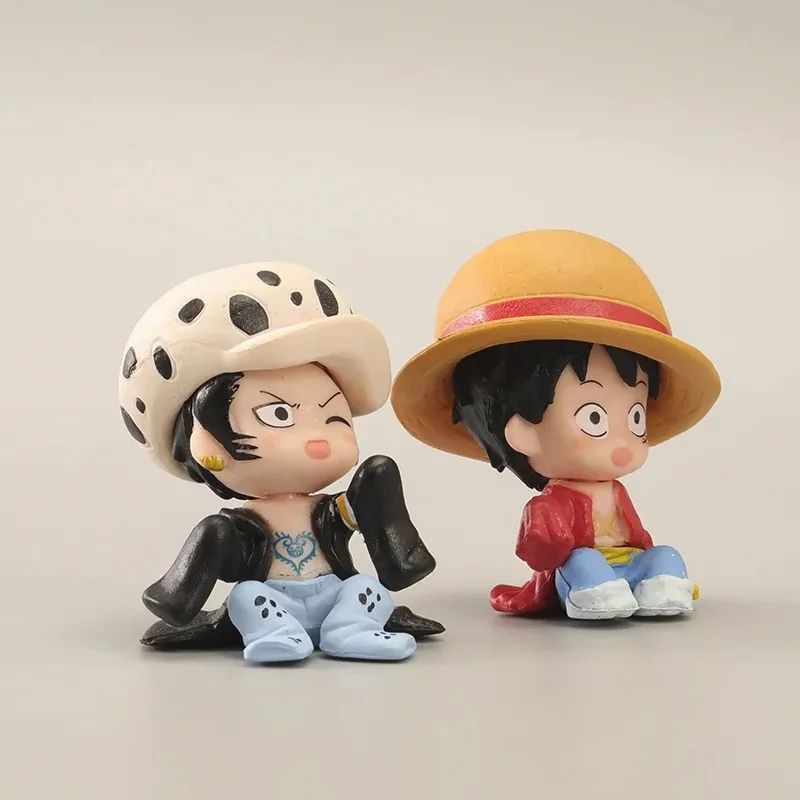 Q Version Anime One Piece Figure Luffy Gasha Nami Zoro Trafalgar Action Figure Pvc Statue Model Collection Desk Decora Toy Gifts