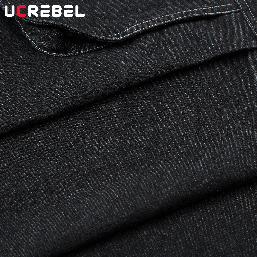 กระเป๋าซิป Spliced กางเกงยีนส์ Mens Hip Hop High Street ล้างหลวมขากว้าง Dark Denim กางเกงผู้ชาย