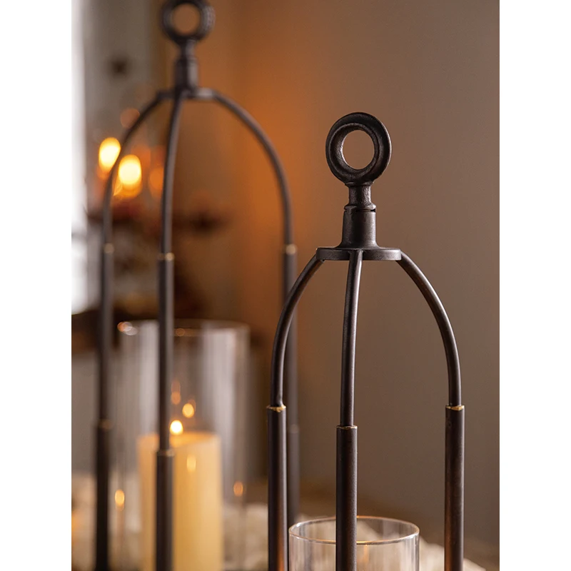 Best Selling Vintage Style 2025 Design Hanging Candle Holder Metal Decorative Lantern Black Finished for Centerpiece Tabletop