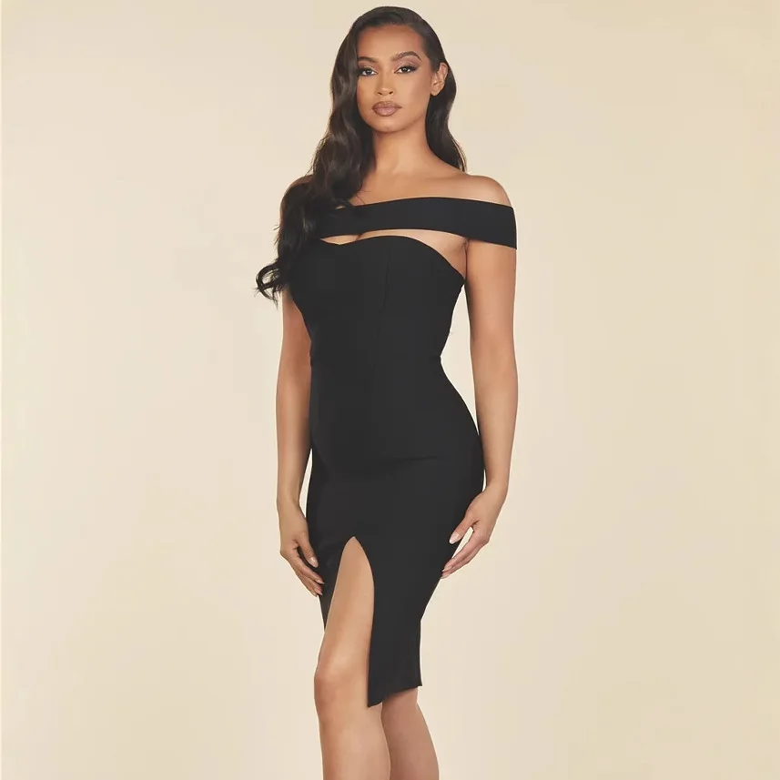 

Весеннее сексуальное платье с асимметричным вырезом, бандажное, с разрезом, для банкета, элегантное, новинка 2026 года