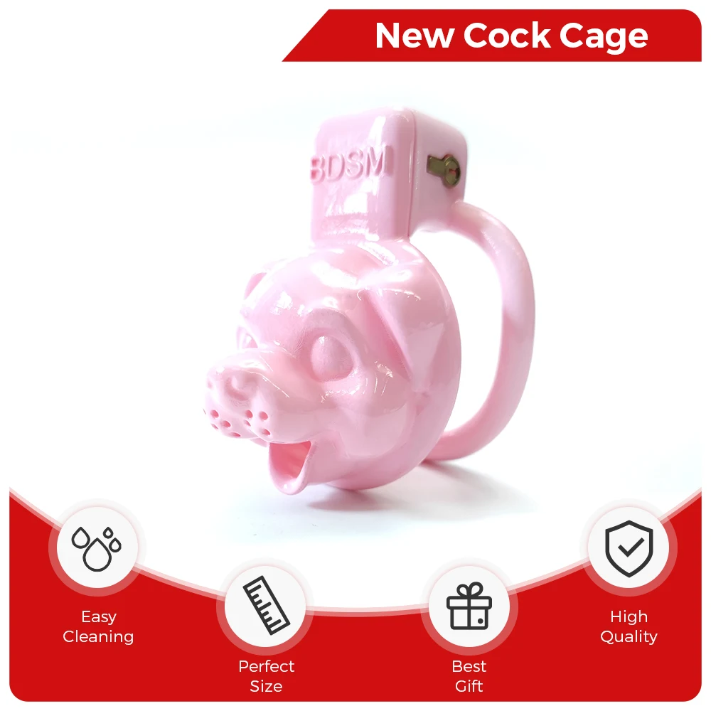 Puppy Pink Chastity Cage Super Small Short Cock Cage Male Bondage Loyalty Penis Ring Lock BDSM Gay Ladyboy Sexy Toys For Men