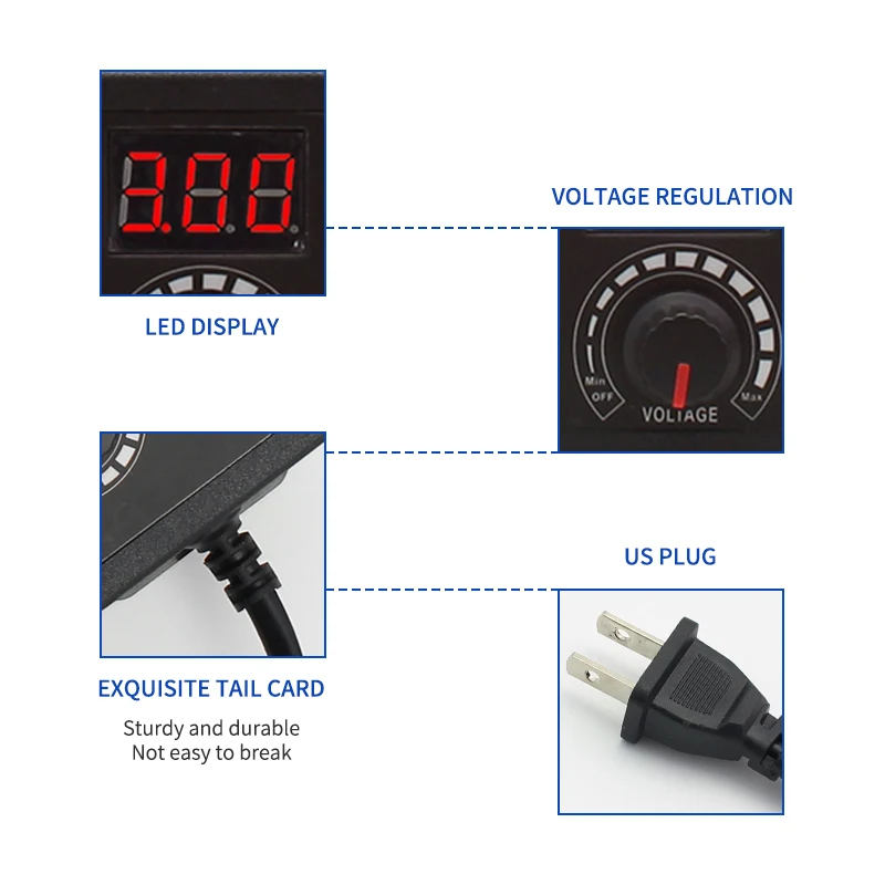 Einstellbare DC 3V 5V 9V 12V 5A Netzteil Adapter AC 100 V-220V Zu DC 12V Universal Router Schalt Power Weibliche 8 PCS Stecker