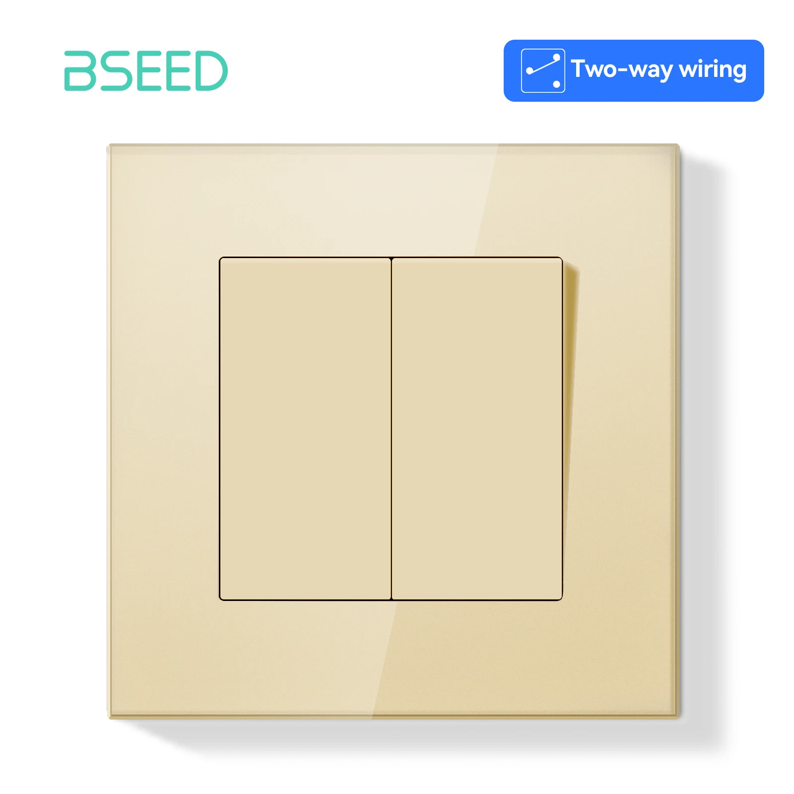 BSEED E-Serie 1Gang/2Gang 2Way Mechanische Knop Lichtschakelaar Glazen Frame Wandlamp schakelaar Aan Uit Voor Trappen Hal Gang
