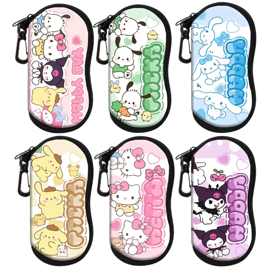 Kawaii Pink Cat Rabbits Glasses Soft Cloth Bags Glasses Case Sunglasses Box Cartoon Zipper Sunglasses Bag Kids Eyeglasses Case