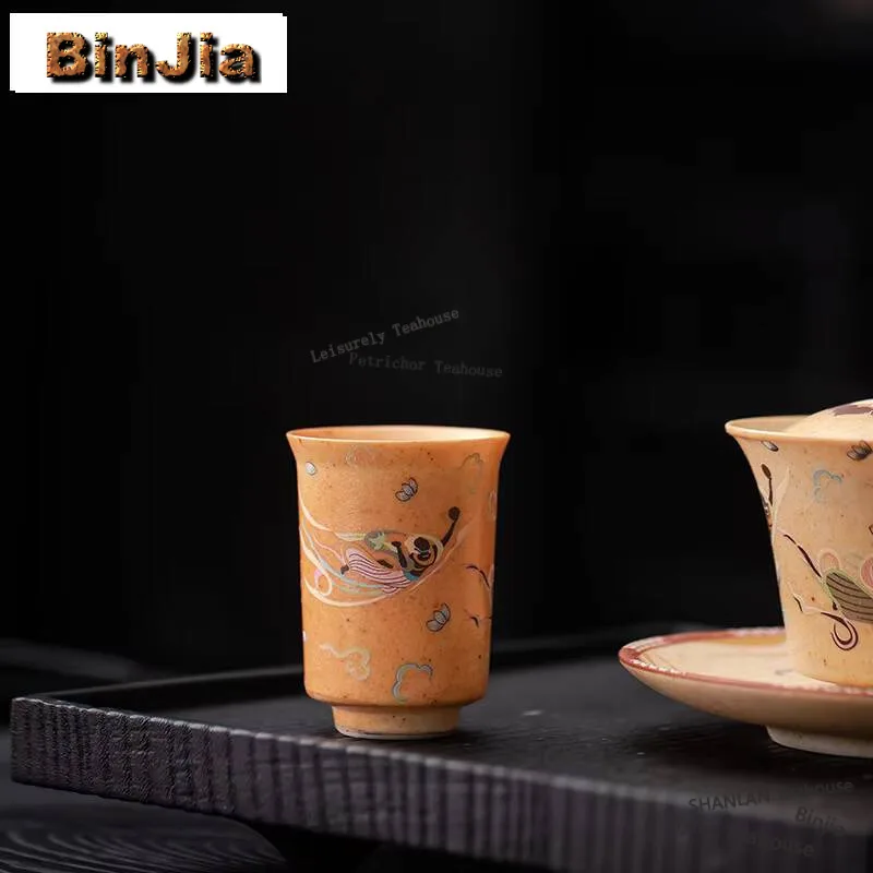 

80ml Creative Dunhuang Apsaras Ceramic Tea Cup Chinese Smelling Fragrance Cup Tasting Master Mugs Household Kung Fu Teaset Gift