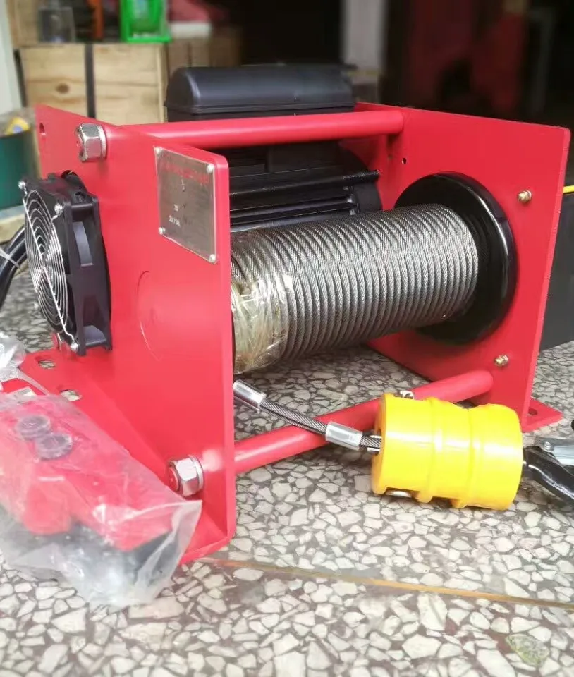Manufacturer price 220V electric wire rope winch 1t hoist 30m wire rope remote control fast lifting crane hoist